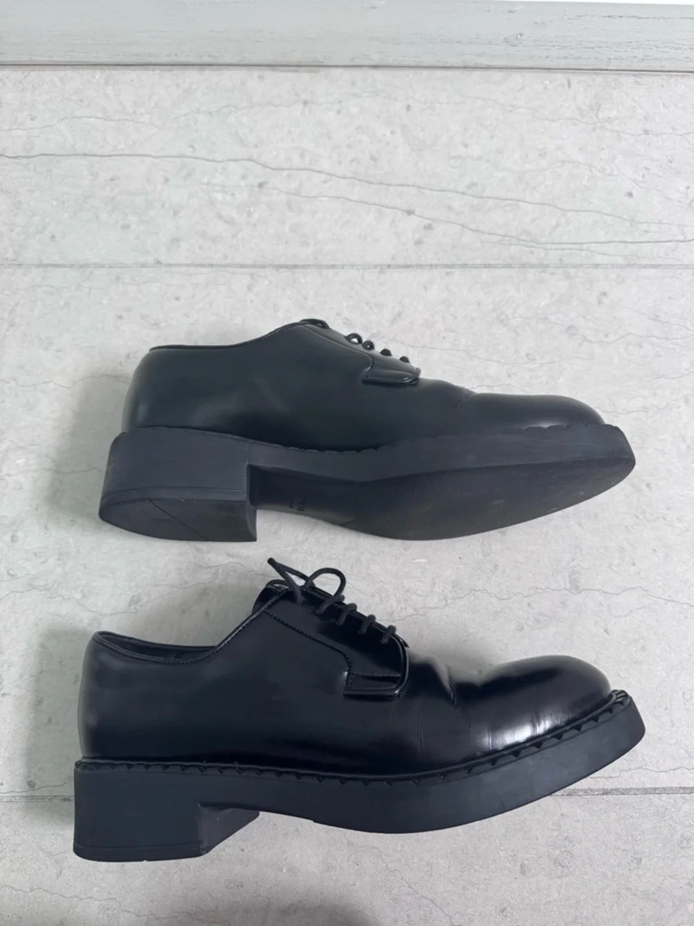 Prada Black Leather Derby Shoes size 36.5 with box - Picture 10 of 17